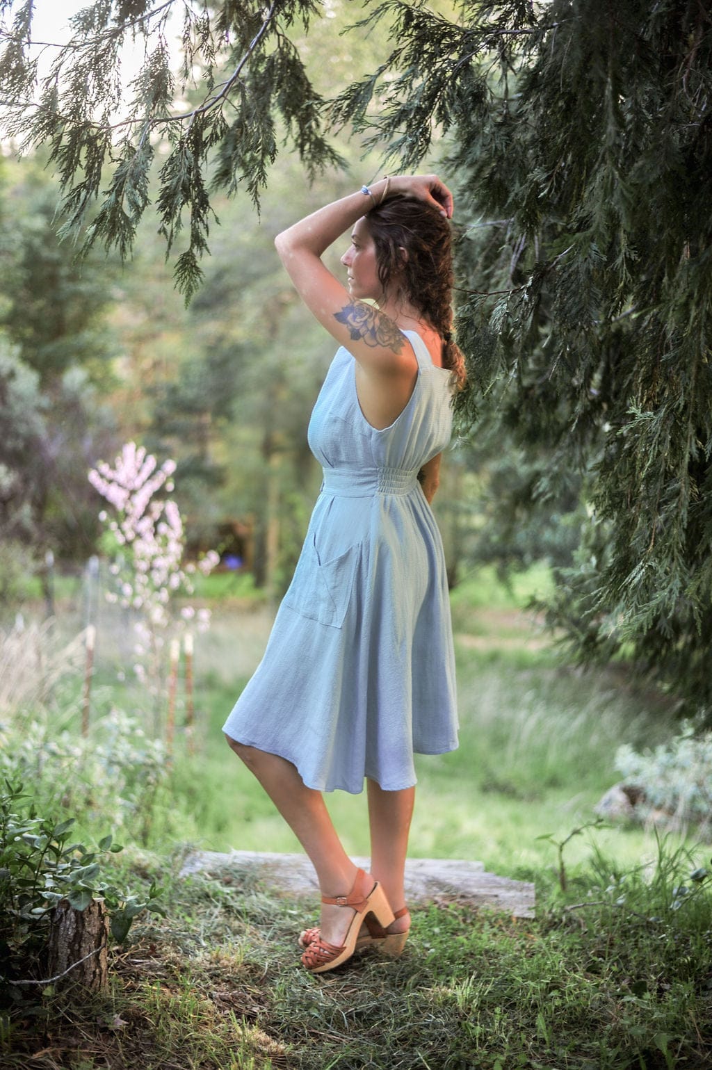 Field Day Dress Sheet Dress in BB Blue Texture Cotton