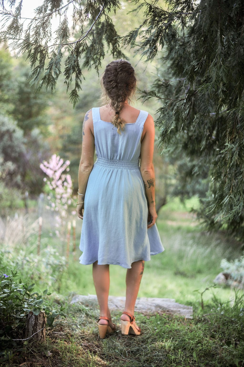 Field Day Dress Sheet Dress in BB Blue Texture Cotton