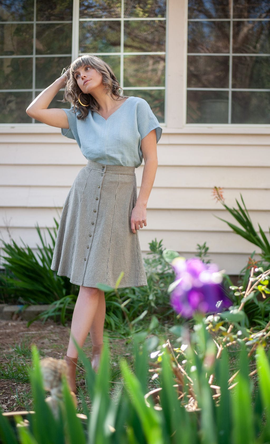 Field Day Skirt Bae Skirt in Black &amp; Oat Cotton Gingham
