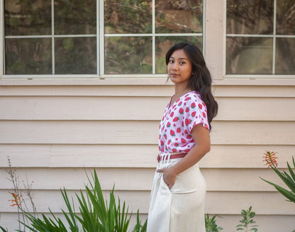 Field Day Top Dolman Top in Strawberry Cotton