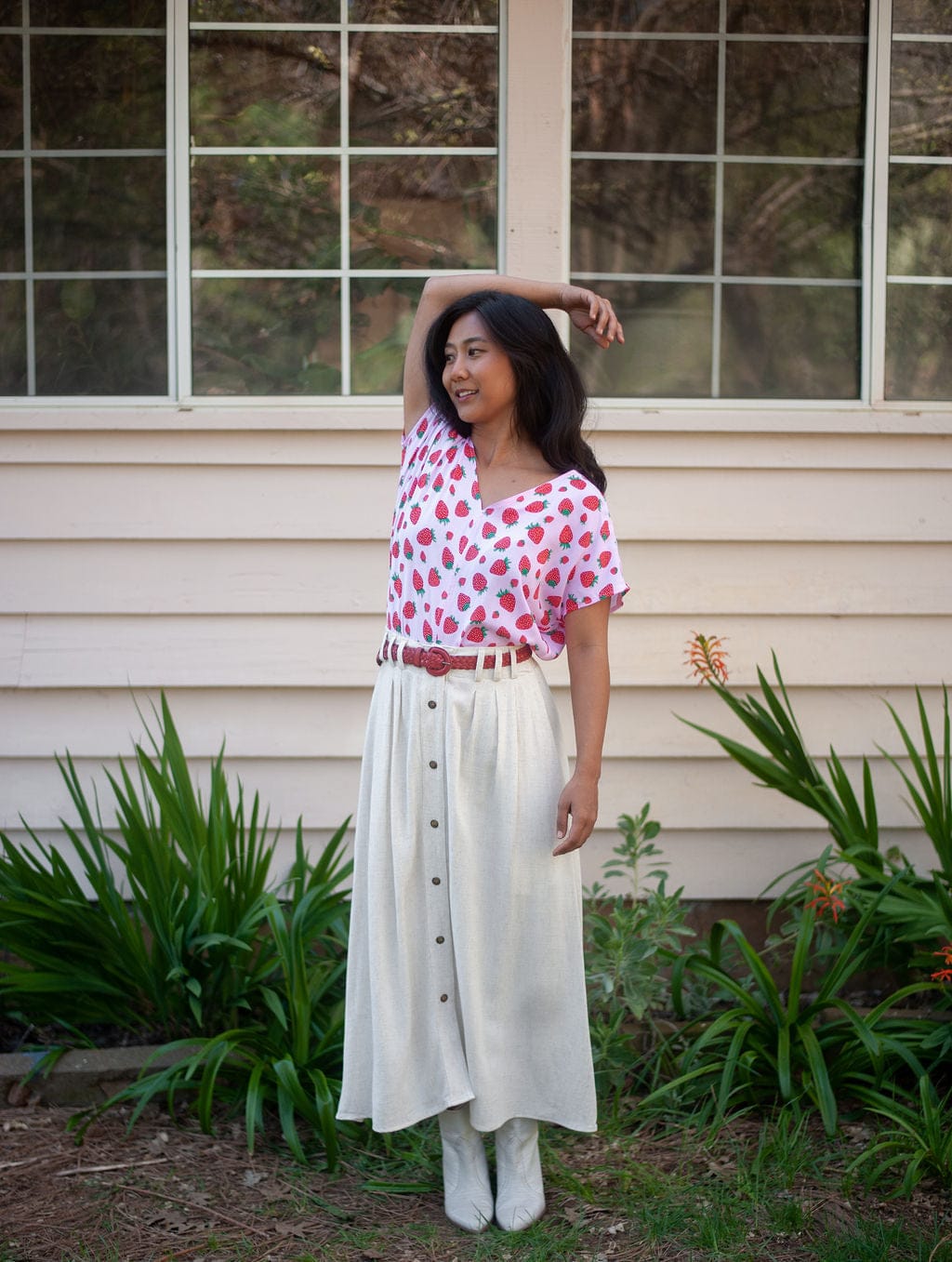 Field Day Top Dolman Top in Strawberry Cotton