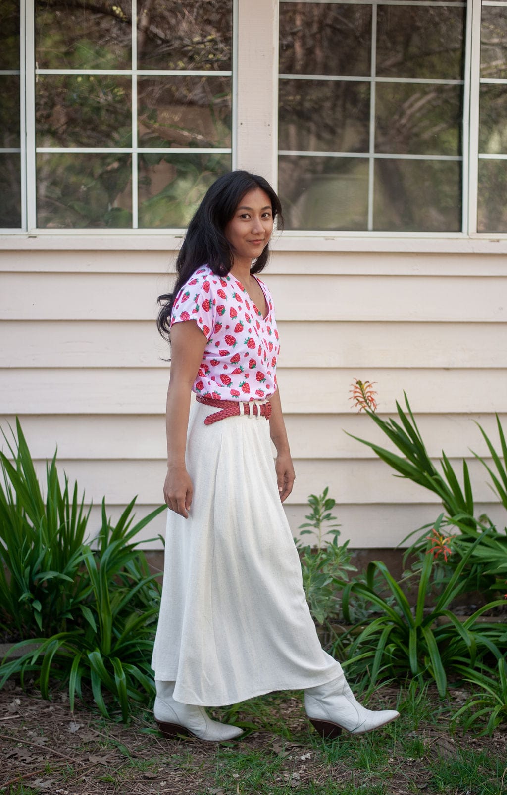 Field Day Top Dolman Top in Strawberry Cotton