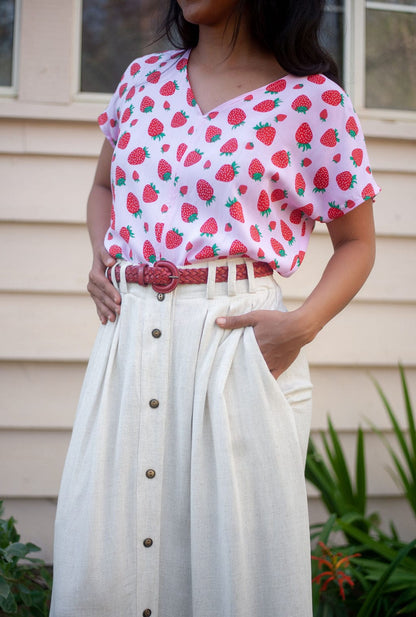 Field Day Top Dolman Top in Strawberry Cotton