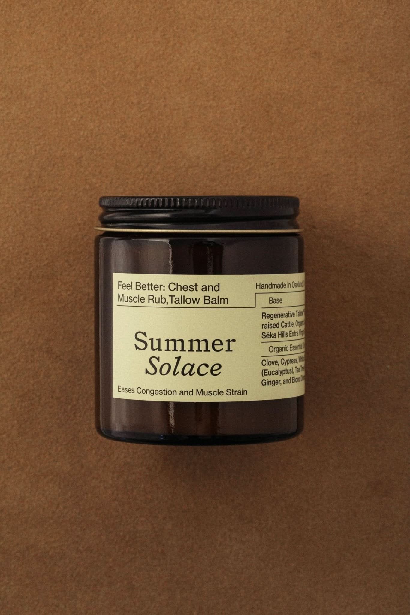 Summer Solace Tallow Tallow Balm Large 4 oz (Best Value) Feel Better™ Balm – Chest &amp; Muscle Rub with Clove, Cypress &amp; Turmeric