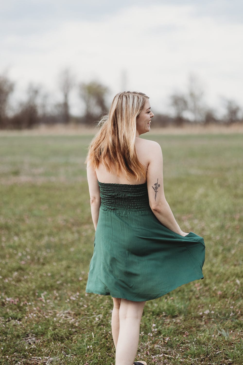 Field Day Dress Bedding Dress in Emerald Green Challis