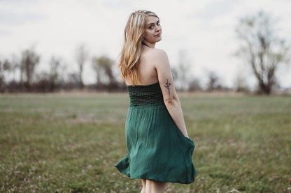 Field Day Dress Bedding Dress in Emerald Green Challis
