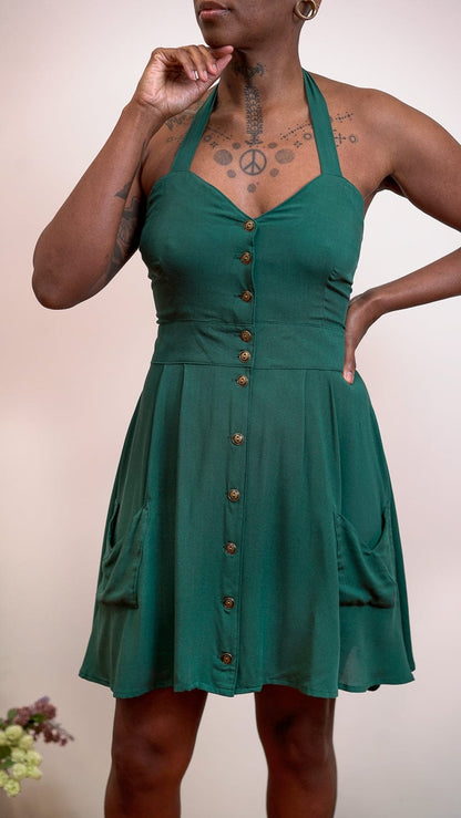 Field Day Dress S Bedding Dress in Emerald Green Challis