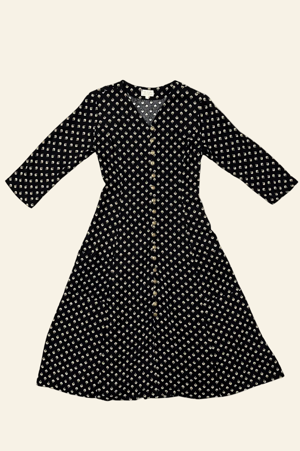 Field Day Dress XS Fiona Dress in Black Floral Crepe