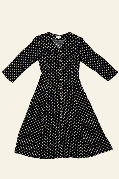 Field Day Dress XS Fiona Dress in Black Floral Crepe