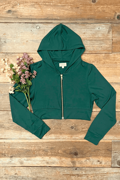 Field Day Hoodie S Cropped Hoodie in Fern Green Modal