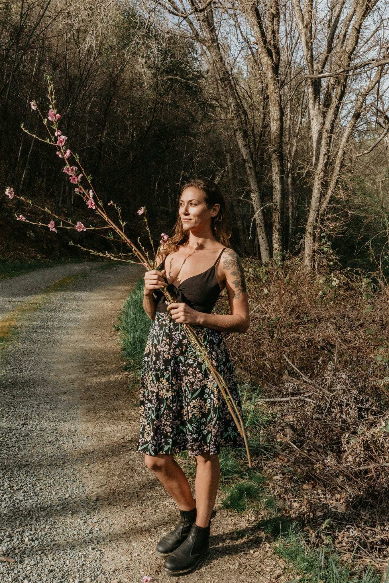 Bae Skirt in Black Herbal Challis