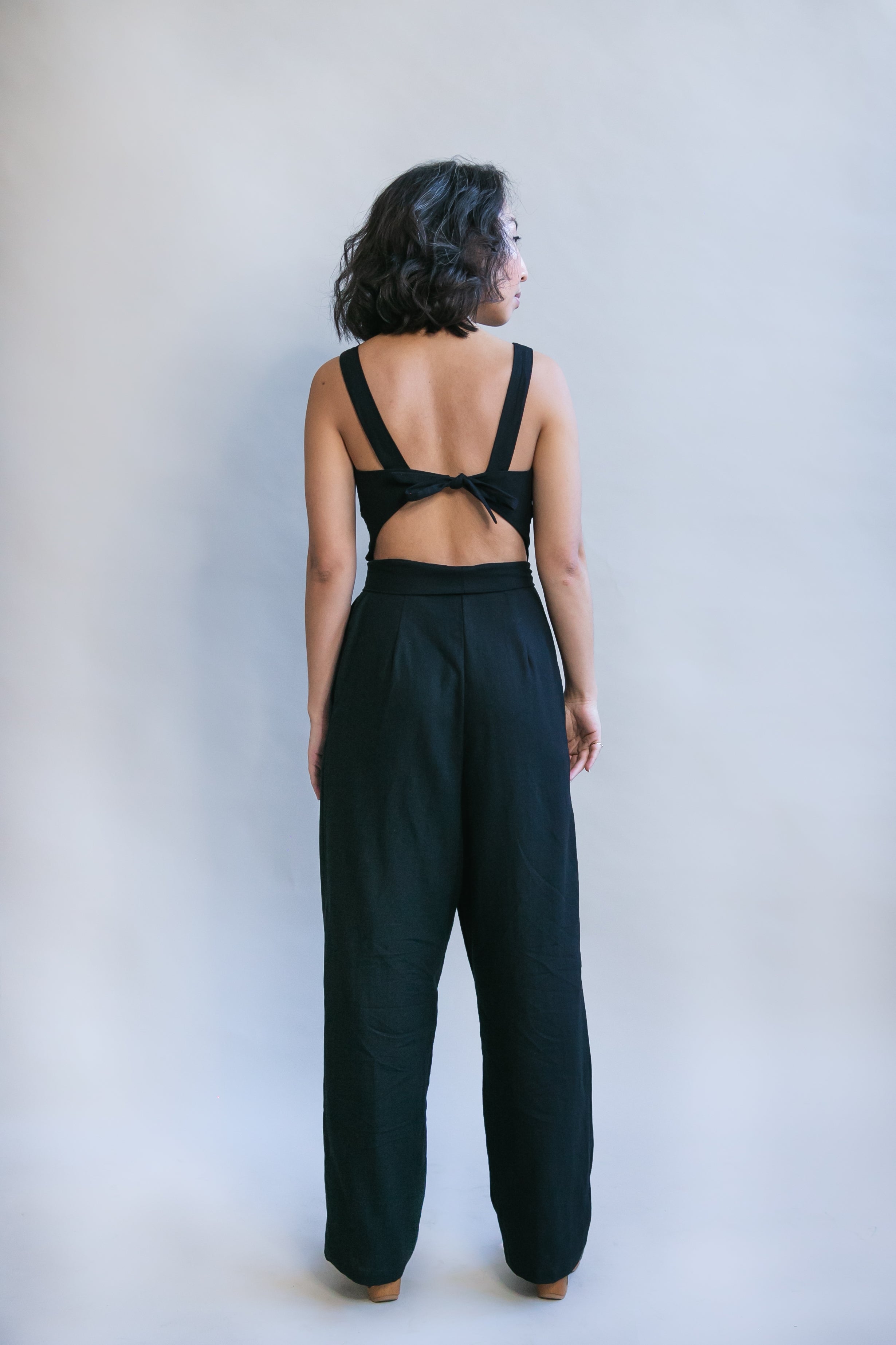 Liberty Jumpsuit in Black Linen