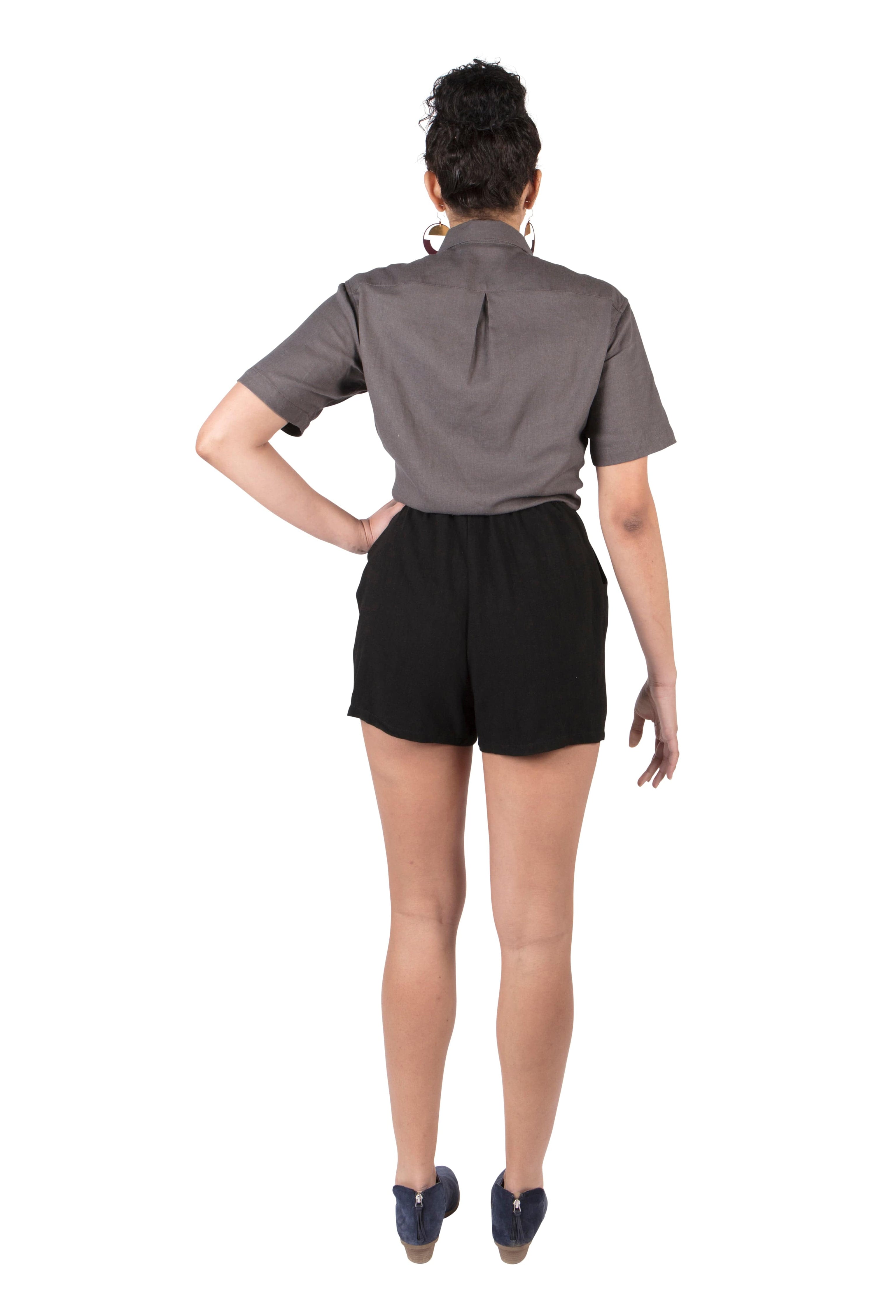 Field Day Top Unisex Button Up in Ash Linen