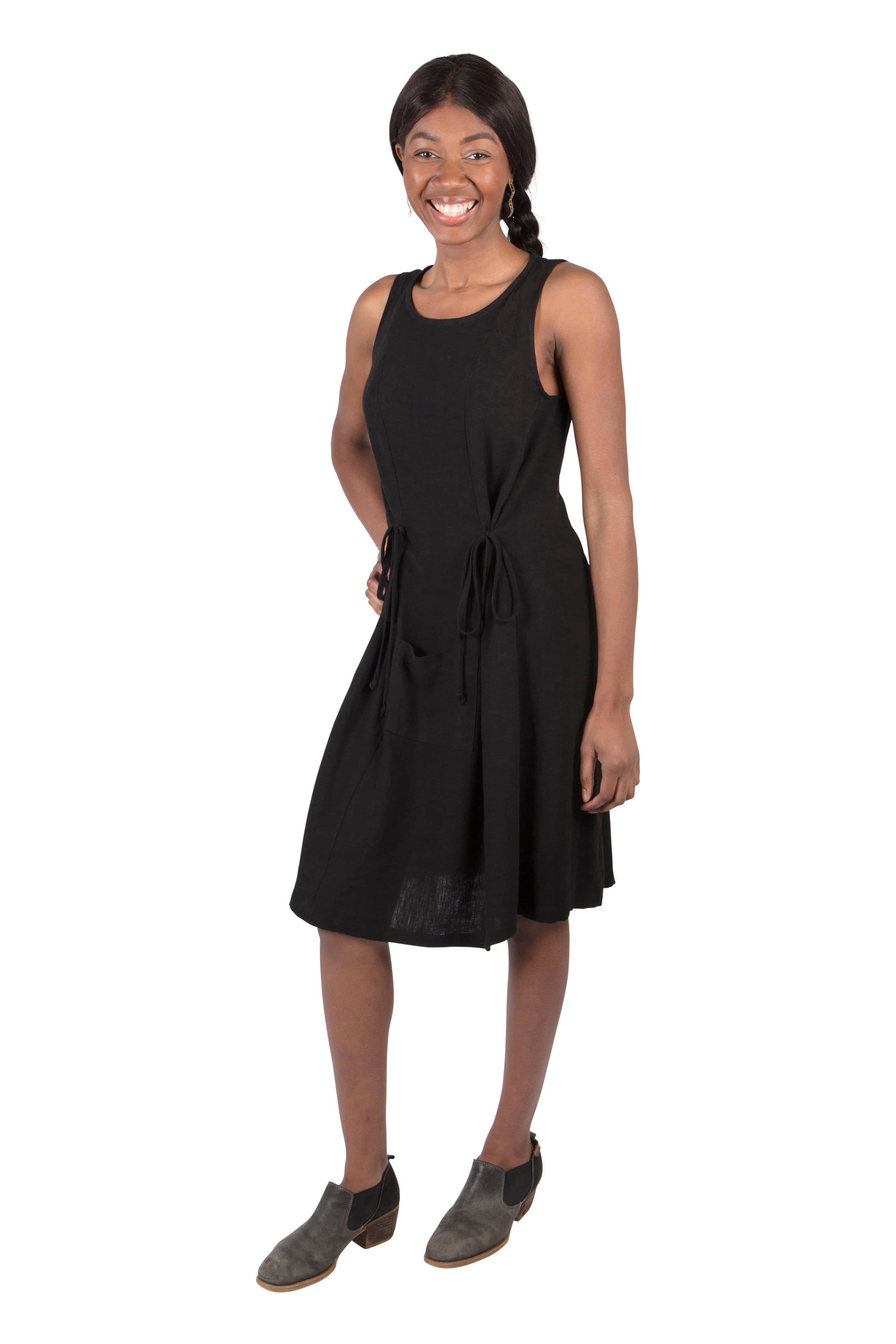 Field Day Dress Tia Dress in Black Linen