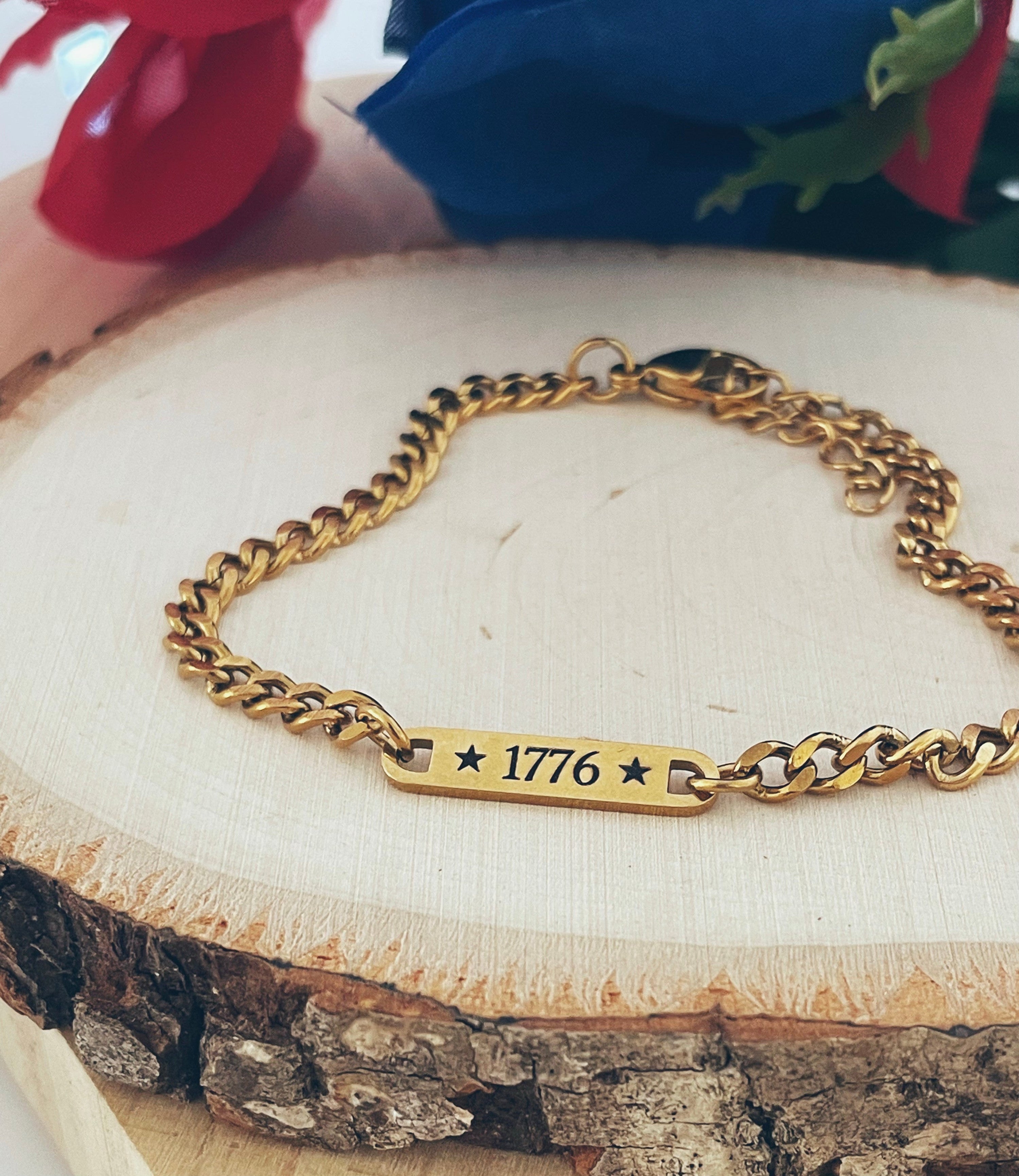 1776 Dainty  18K Gold PVD Stainless Steel Bracelet