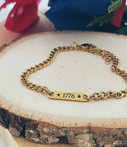 1776 Dainty  18K Gold PVD Stainless Steel Bracelet