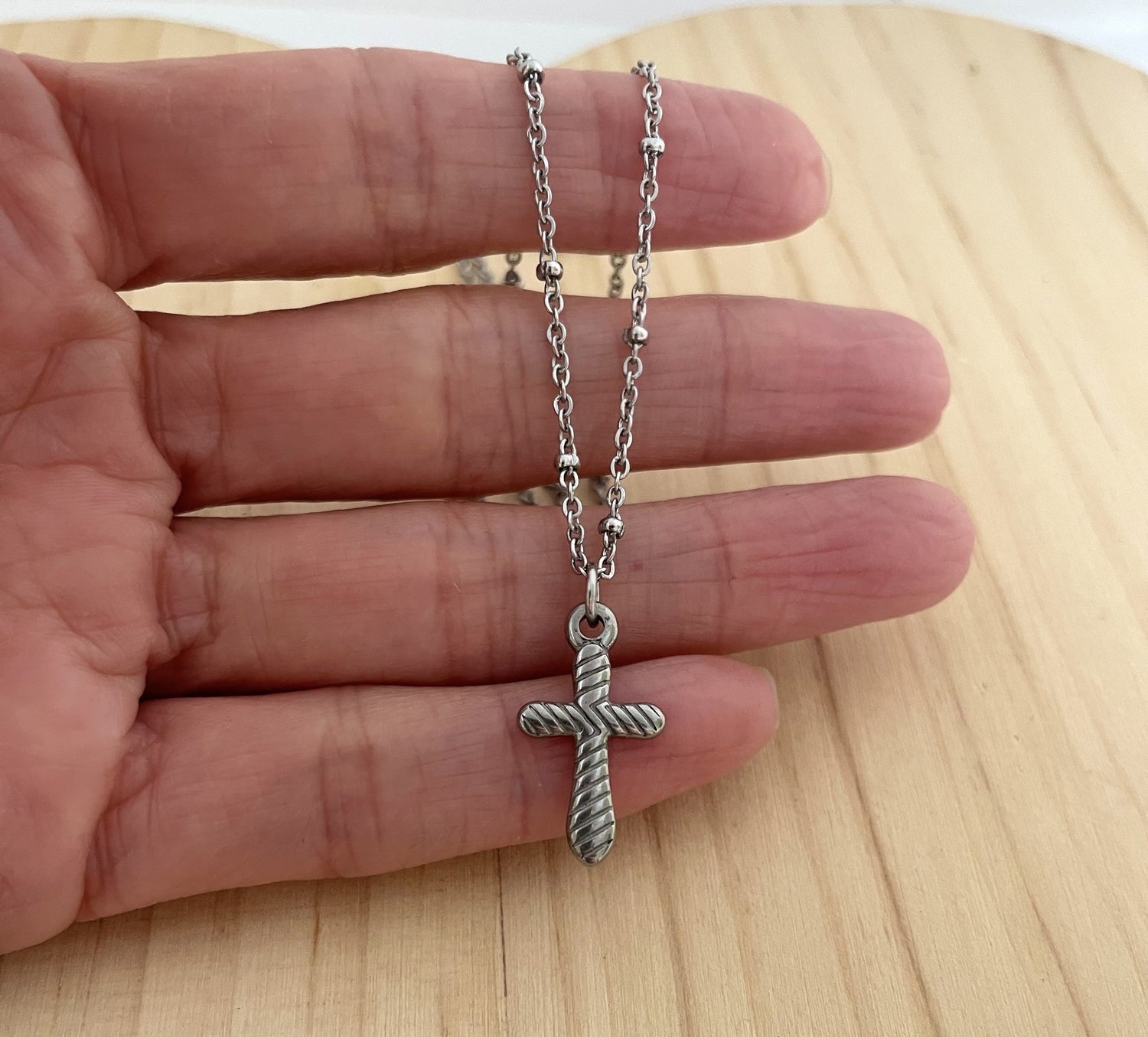 Textured Cross Necklace