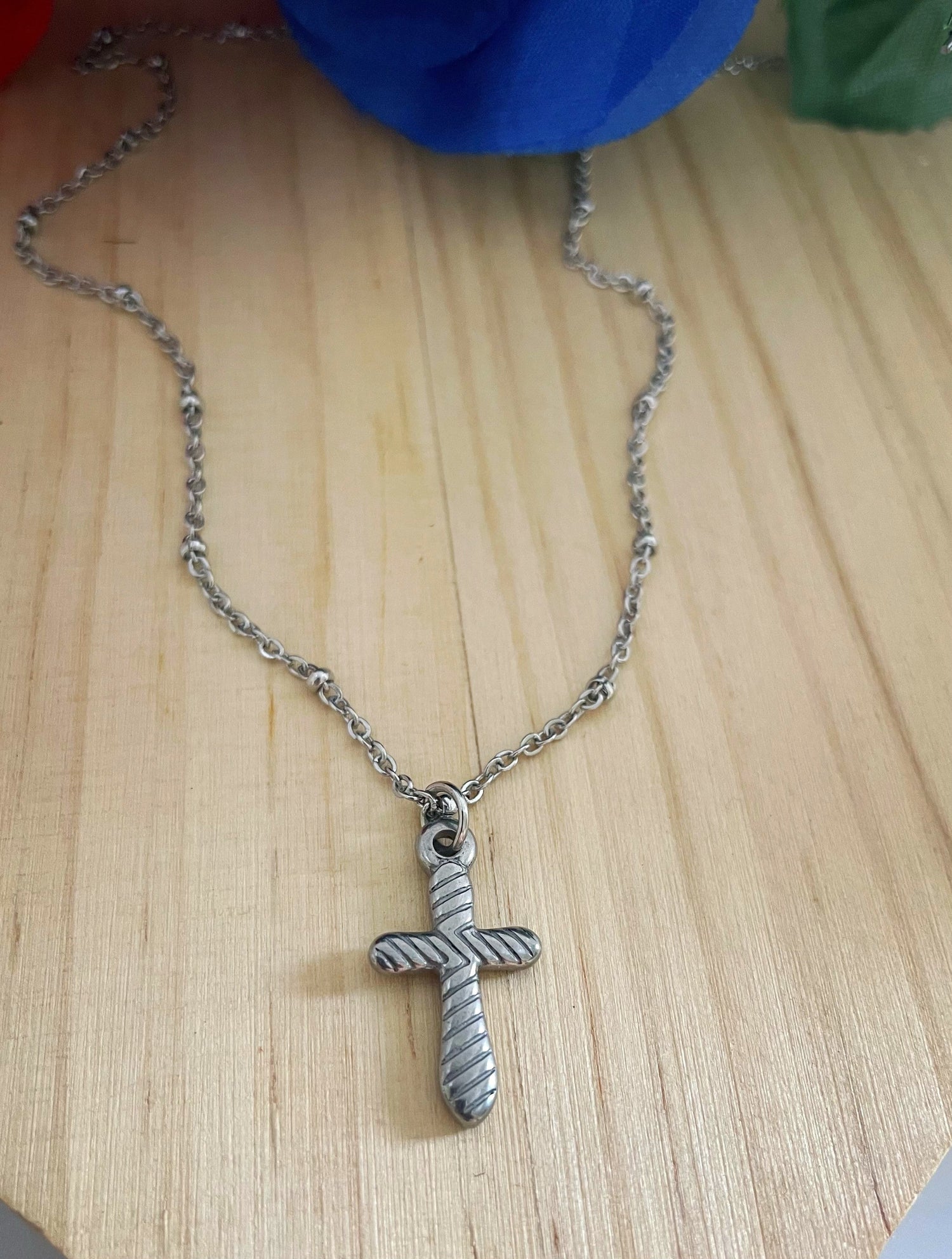 Textured Cross Necklace