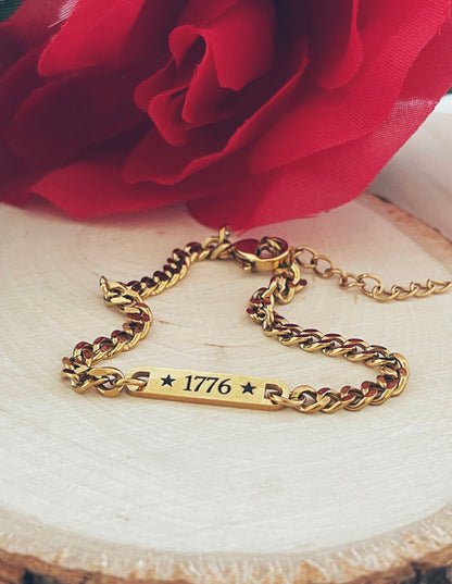 1776 Dainty  18K Gold PVD Stainless Steel Bracelet