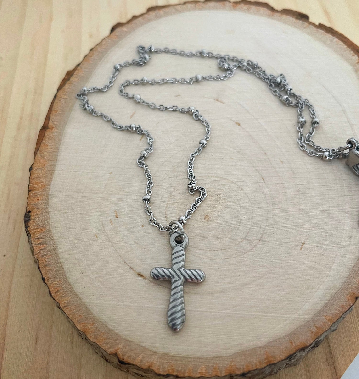 Textured Cross Necklace
