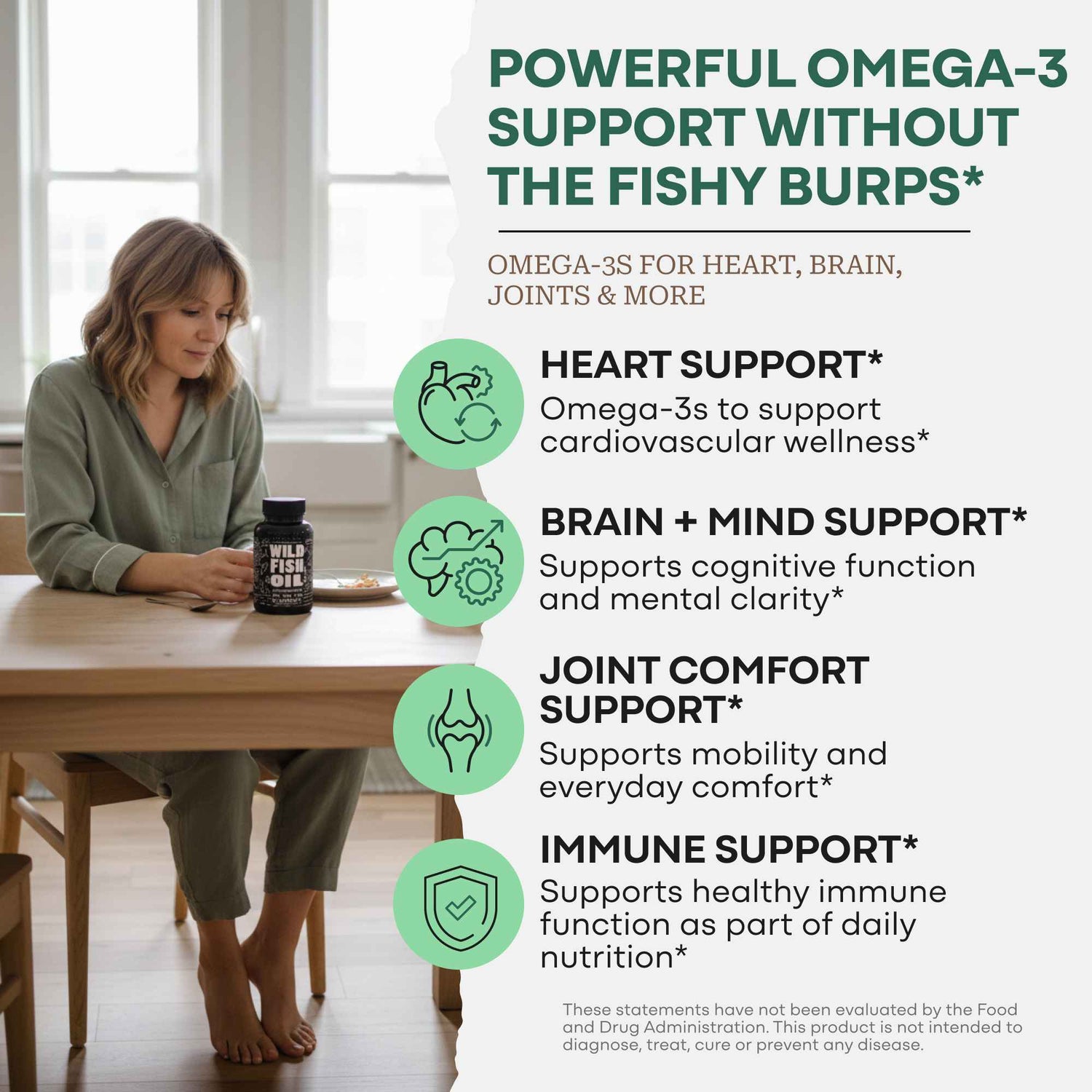 Wild Foods Oils Fish Oil Capsules, 60 servings – Omega-3 for Heart Health &amp; Cognitive Function