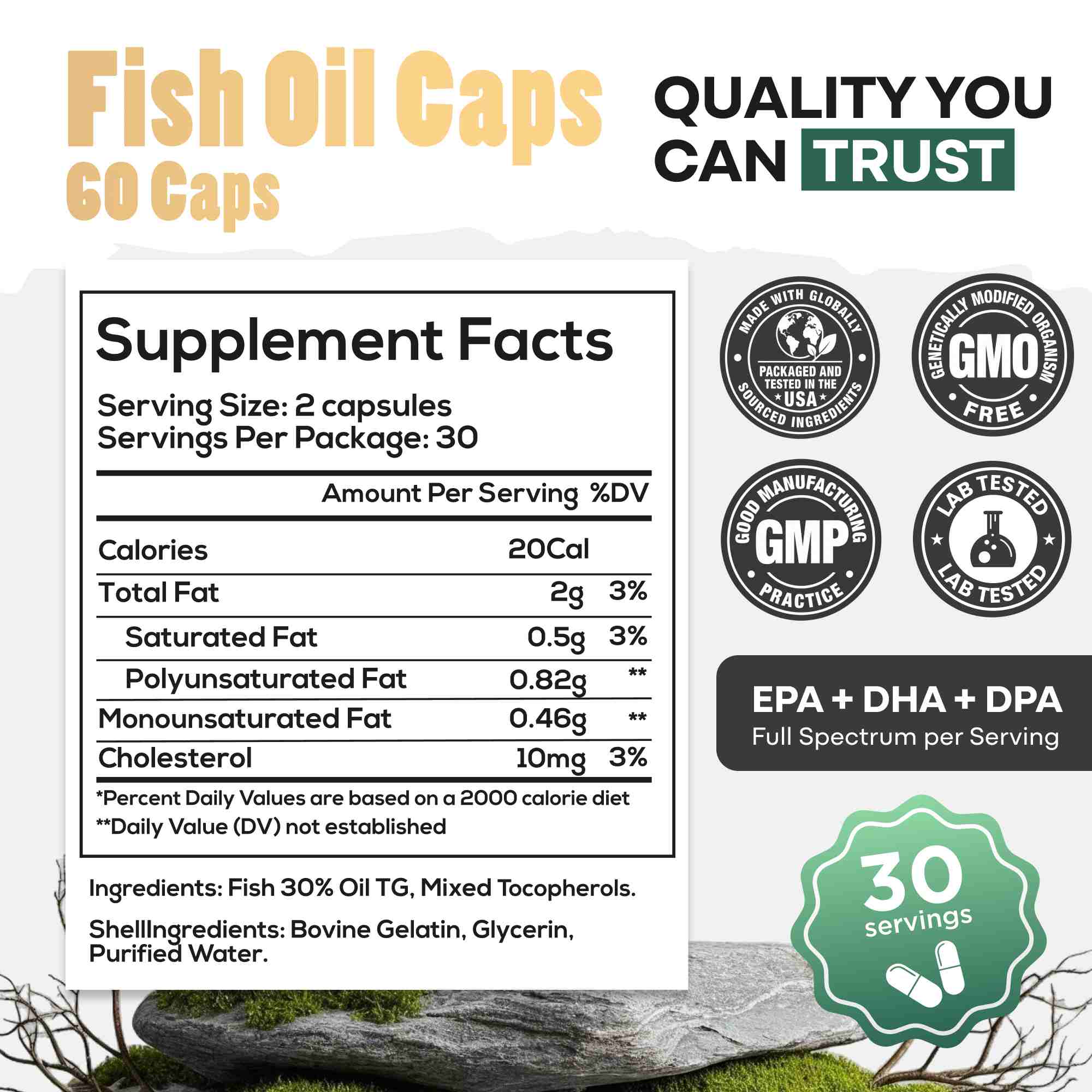 Wild Foods Oils Fish Oil Capsules, 60 servings – Omega-3 for Heart Health &amp; Cognitive Function