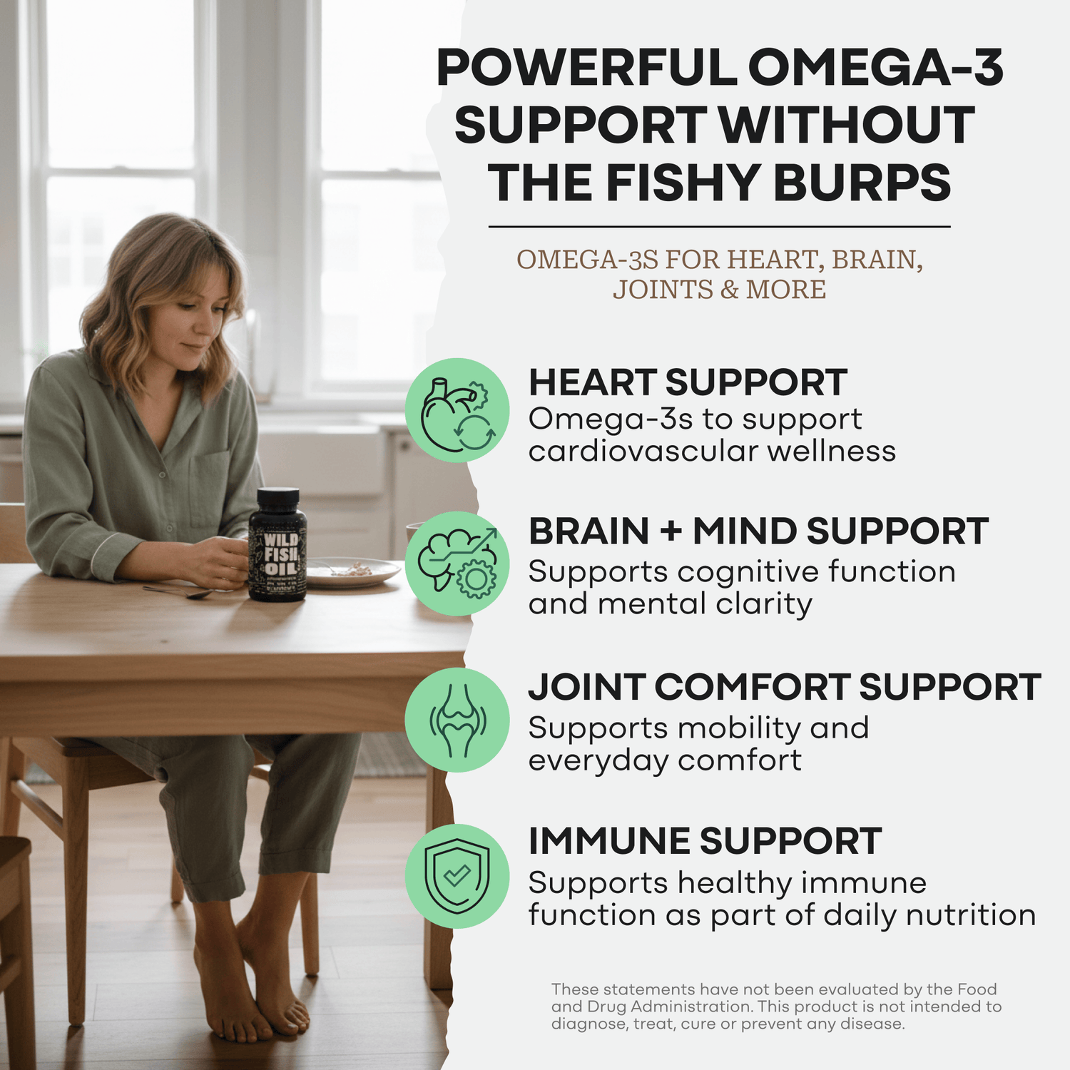 Wild Foods Oils Fish Oil Capsules, 60 servings – Omega-3 for Heart Health &amp; Cognitive Function