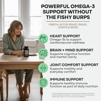Wild Foods Oils Fish Oil Capsules, 60 servings – Omega-3 for Heart Health &amp; Cognitive Function