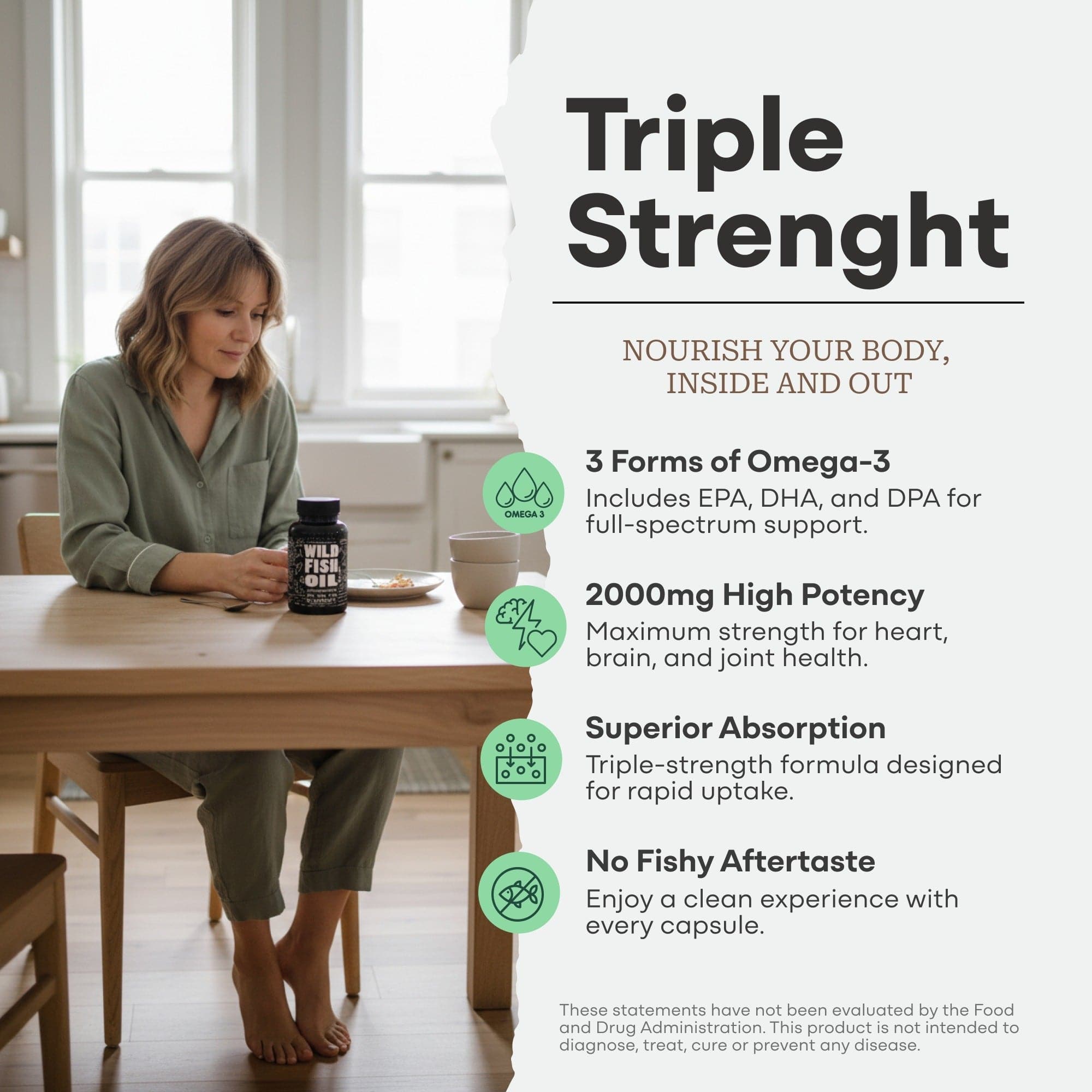 Fish Oil Capsules, 60 servings – Omega-3 for Heart Health &amp; Cognitive Function