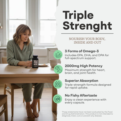 Fish Oil Capsules, 60 servings – Omega-3 for Heart Health &amp; Cognitive Function