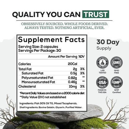 Fish Oil Capsules, 60 servings – Omega-3 for Heart Health &amp; Cognitive Function