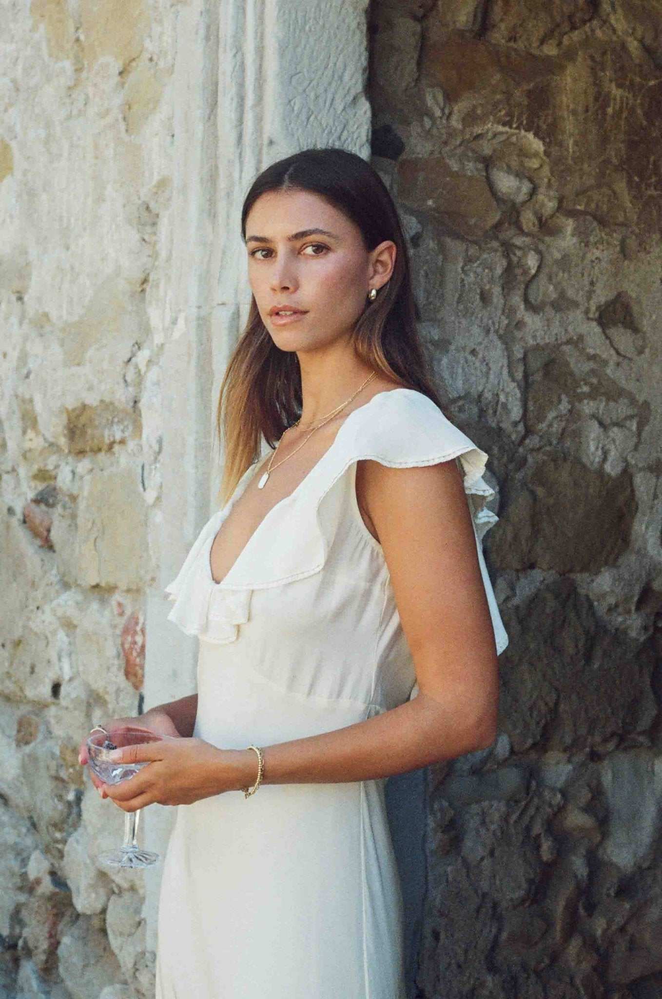 Florence Silk Lace-Trim Dress - Ivory