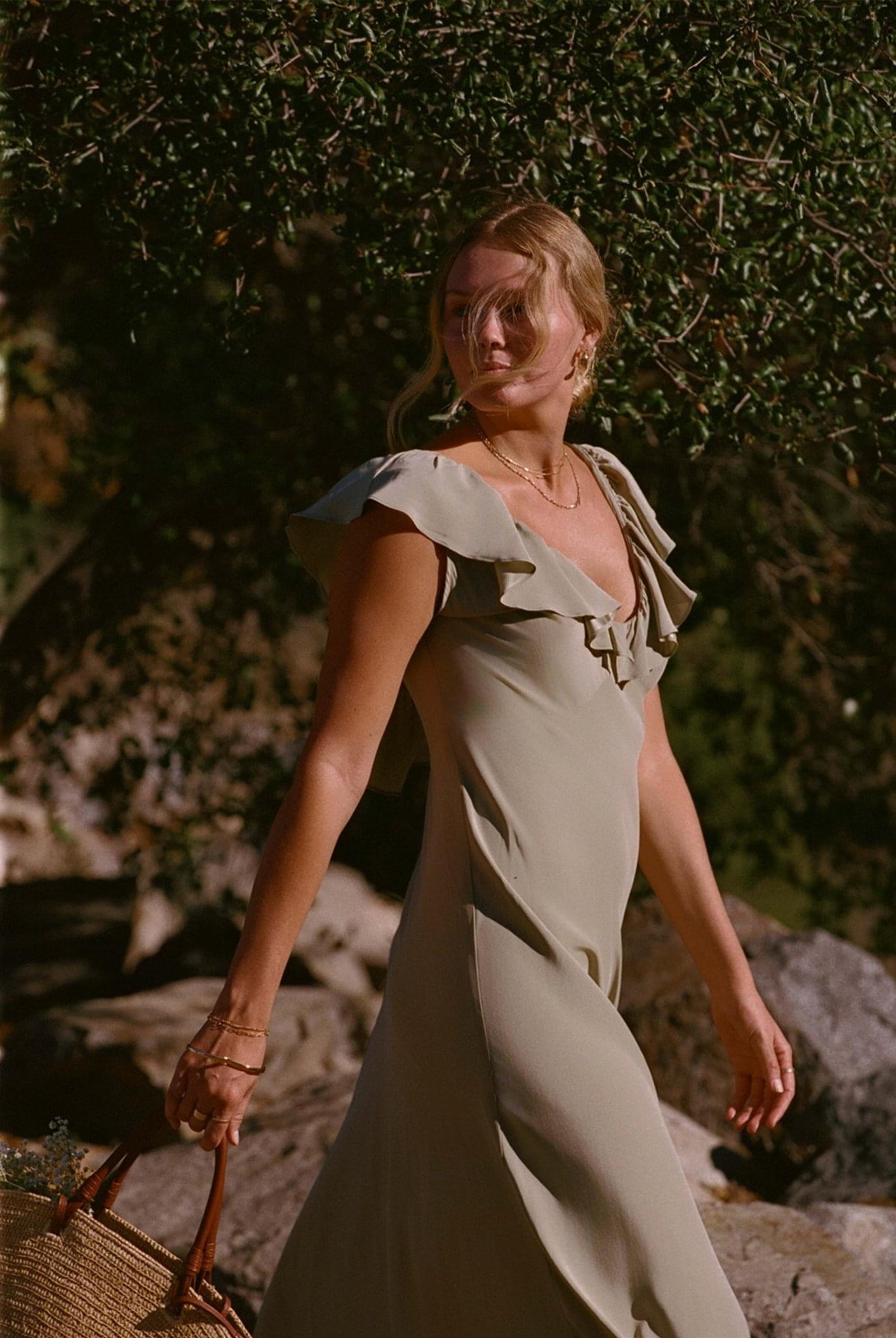 Florence Dress - Sage Silk