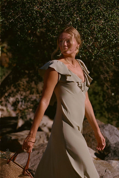 Florence Dress - Sage Silk