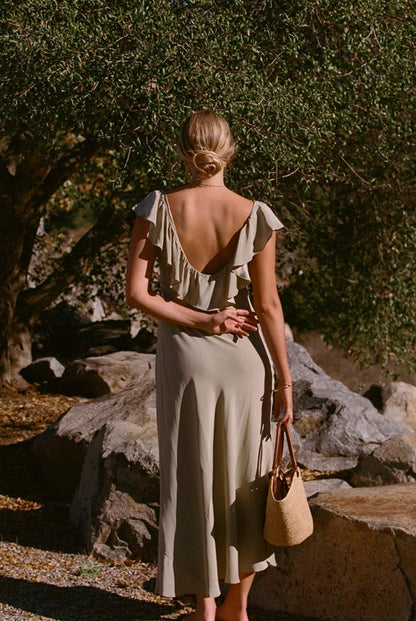 Florence Dress - Sage Silk