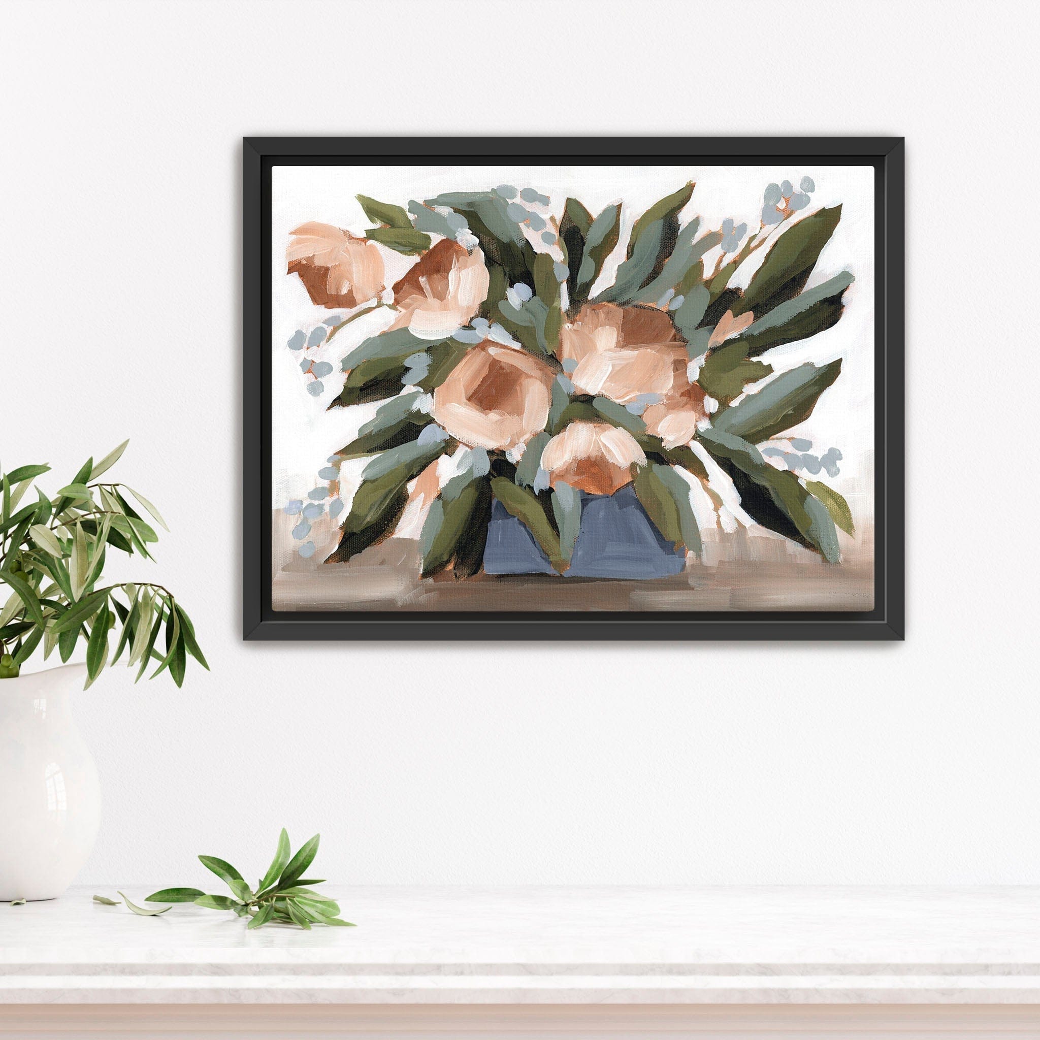 Katie Garrison Art Print Stretched Canvas / 8x10 in / Black Frame "Flowers for the Table II" Art Print