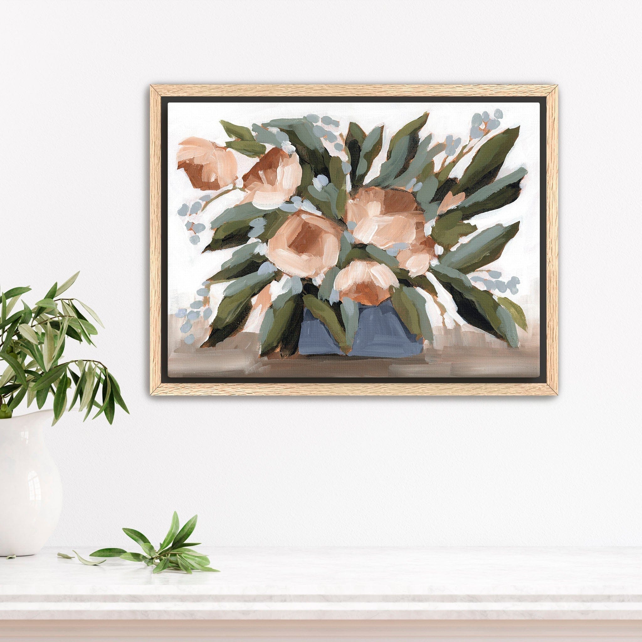 Katie Garrison Art Print Stretched Canvas / 8x10 in / Oak Frame "Flowers for the Table II" Art Print