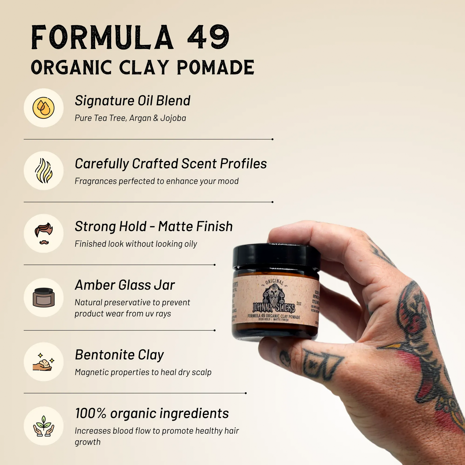 Johnny Slicks Formula 49 - Organic Clay Pomade