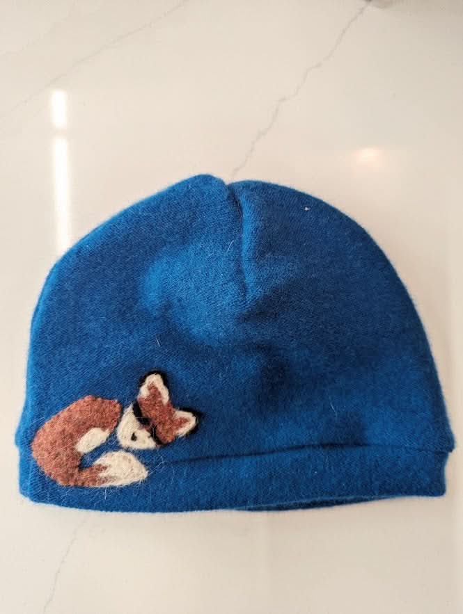 Ash &amp; Rose hat Turquoise Sleeping Fox Cashmere Hat - Toddler