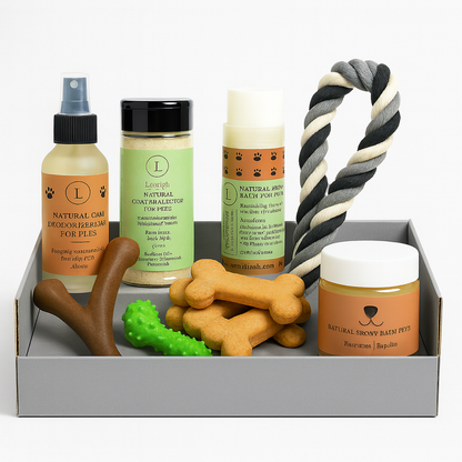 Pet Pampering Gift Box -All-Natural Pet Wellness Kit – Soothing Balms &amp; Herbal Coat Powder - My American Goods