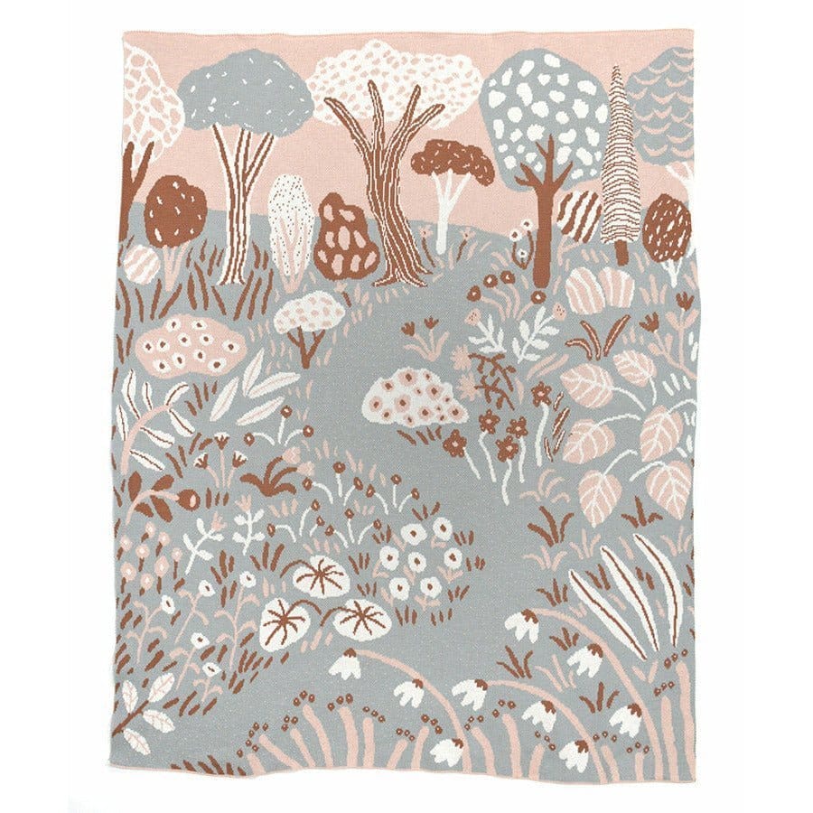 Biquette Throw Blanket Winter Blush in Organic Cotton Garden Throw Blanket