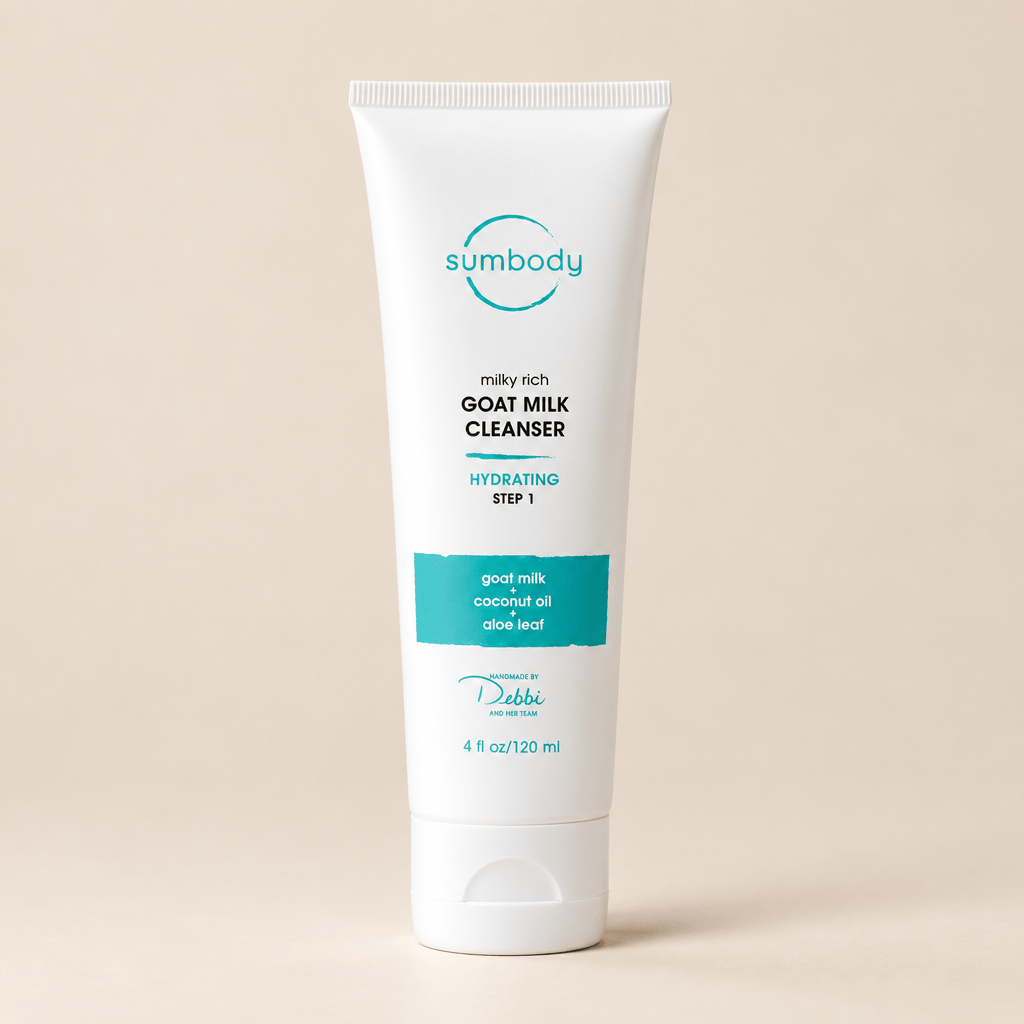 Sumbody Goat Milk Cleanser tube on a white background