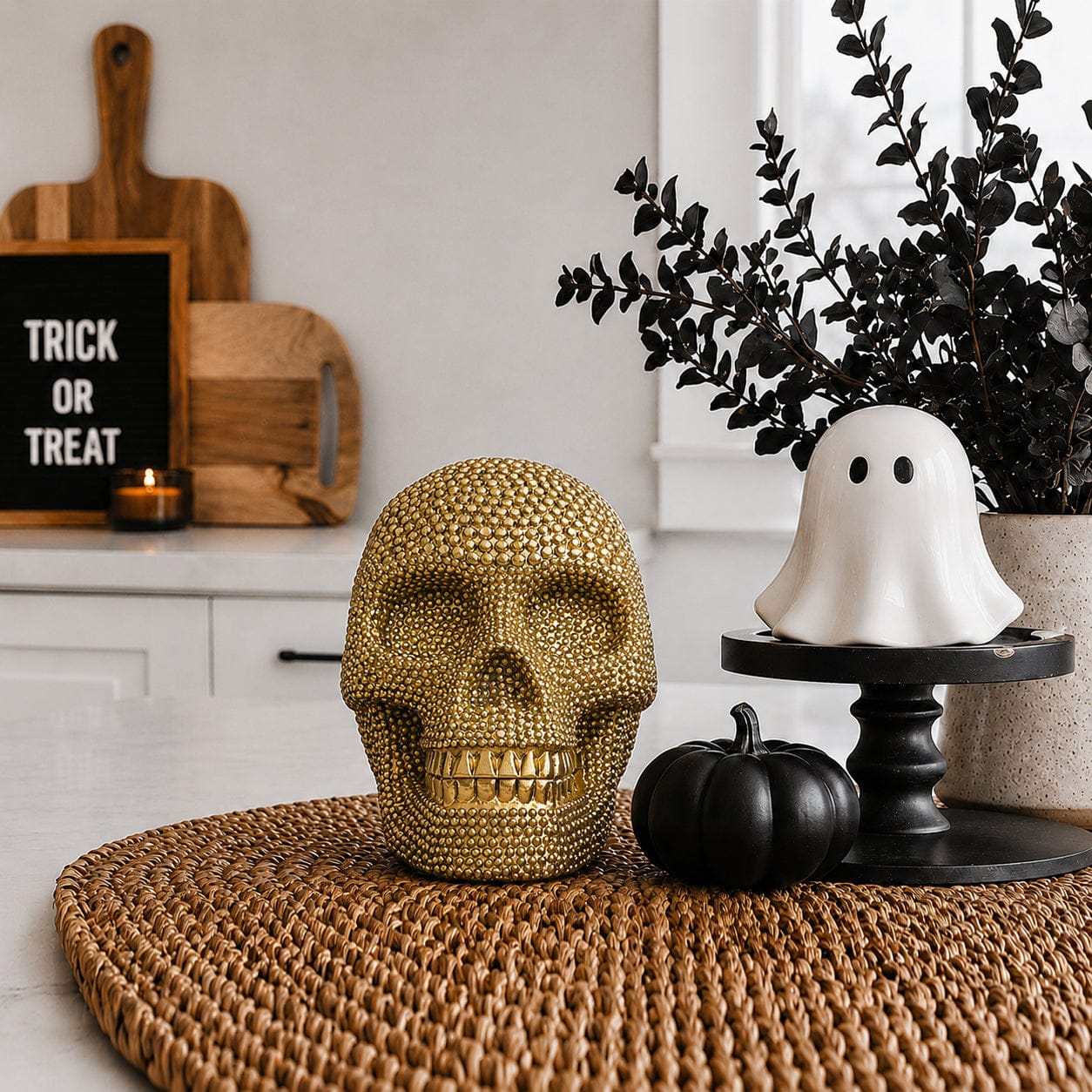 Gia Roma Halloween Resin Skull Gold