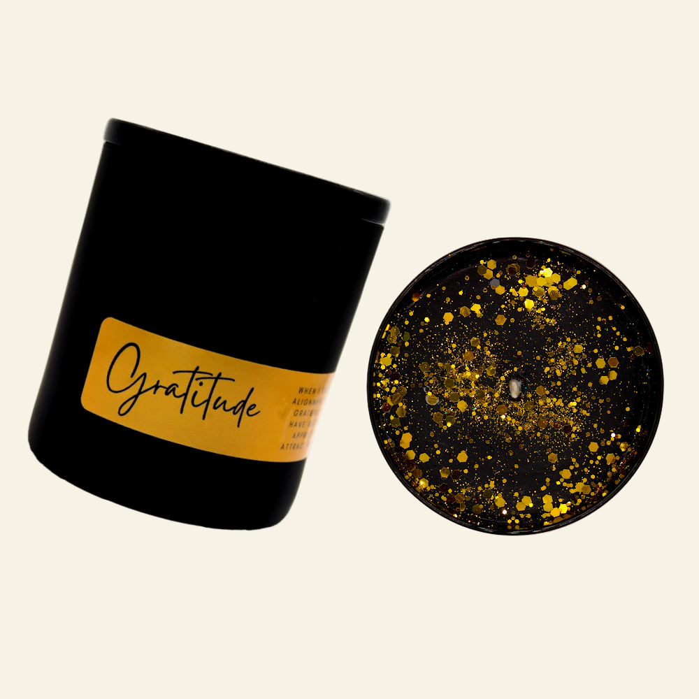Black candle with &