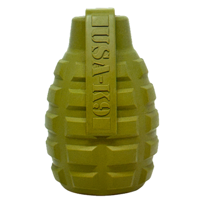 USA-K9 Grenade Shaped eDispenser Durable Dog Chew Toy &amp; Treat Dispenser - Army Green