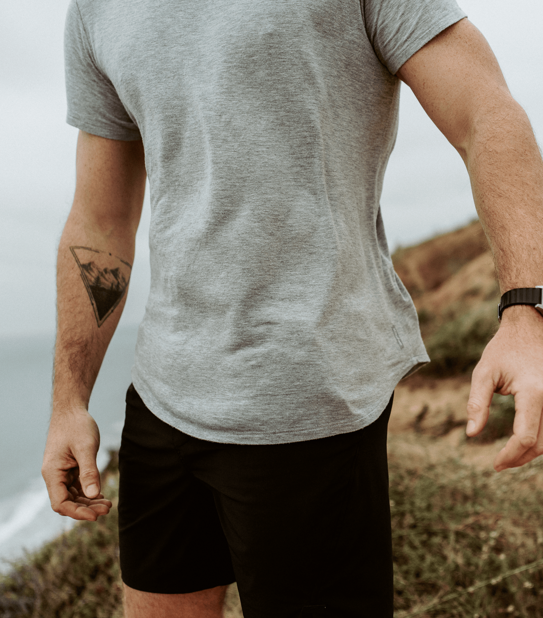 Bamtech Shirt Bamboo Swift Curve-Hem T-Shirt - Heather Grey