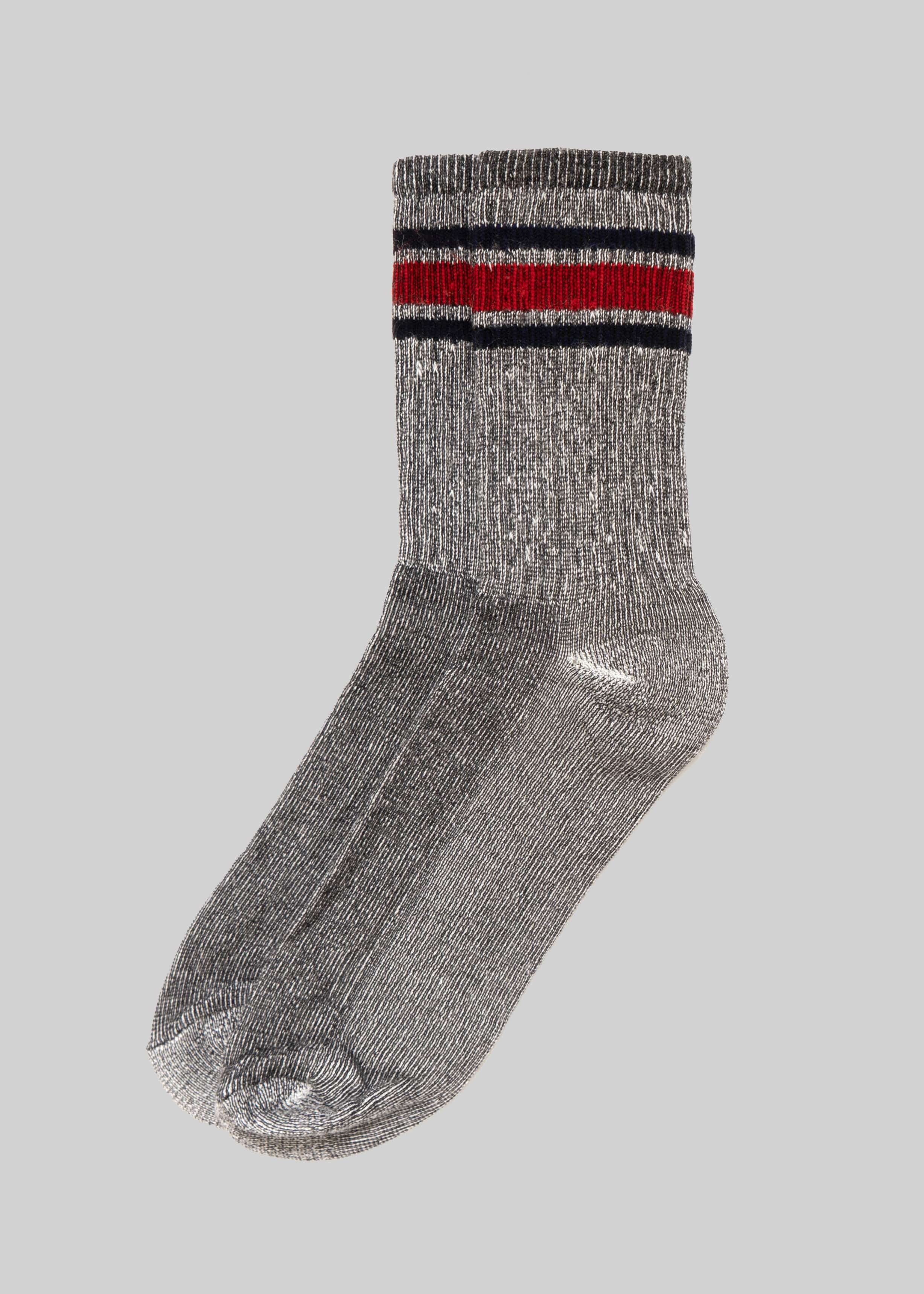 American Trench Socks grey w/ navy/red / One Size Women&