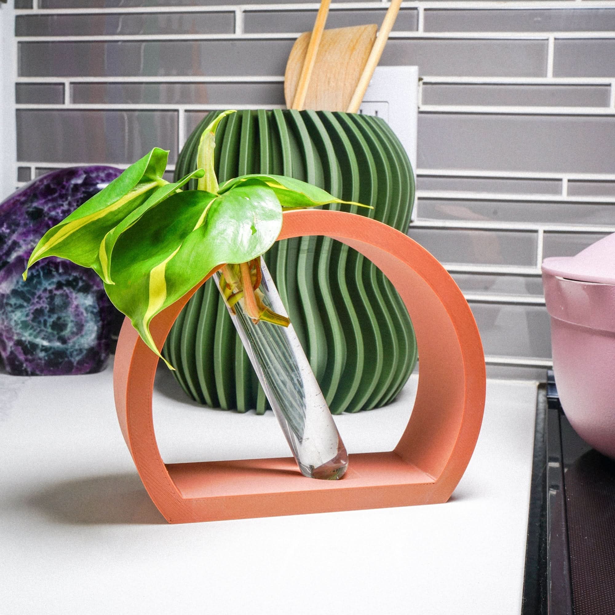 Rosebud HomeGoods Propagation Stand &amp; Tube / Terracotta Half-Moon Propagation