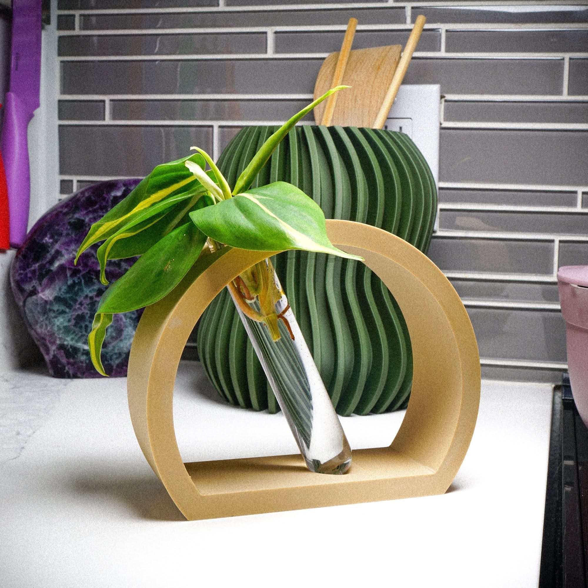 Rosebud HomeGoods Propagation Stand &amp; Tube / Beige Half-Moon Propagation