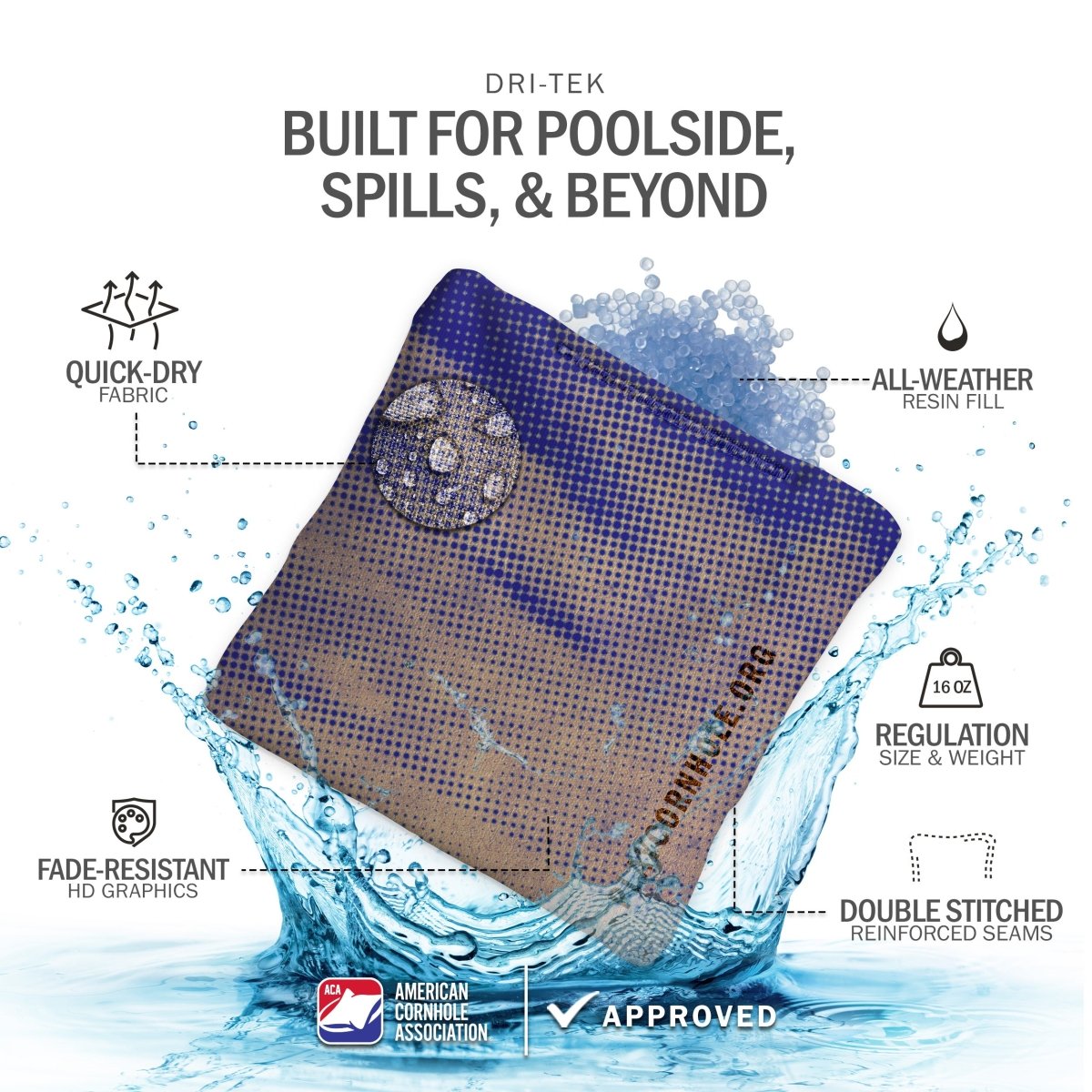 Halftone Horizon Blue NXT Dri-Tek Cornhole Bags